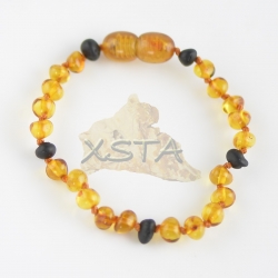 Cognac baroque bead bracelet with raw cherry beads